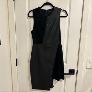 BCBG Maxazria Black Combo Faux Leather Dress